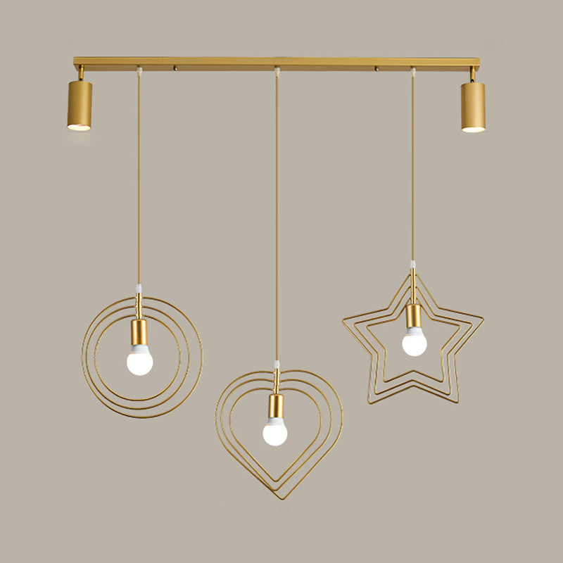 3 Light Cylinder Island Light Modern Metal Island Light Fixture in Gold