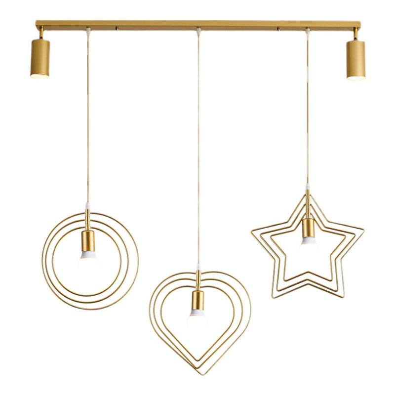 3 Light Cylinder Island Light Modern Metal Island Light Fixture in Gold