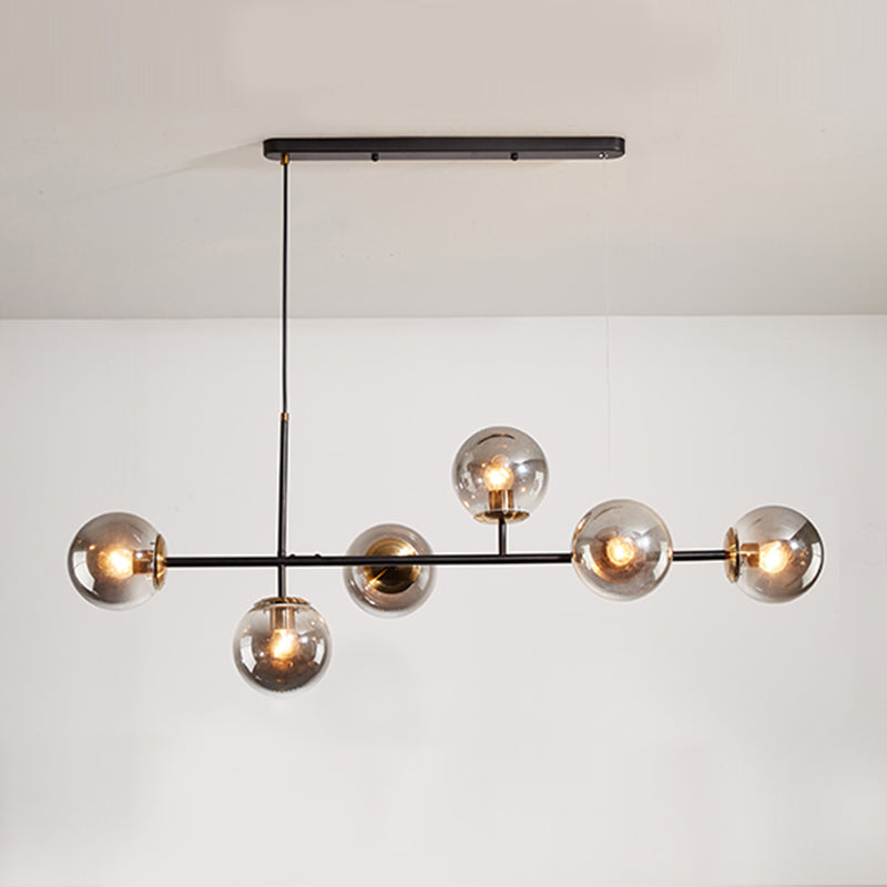 Estilo moderno de forma esférica luces de isla vidrio 6 iluminación de la isla ligera