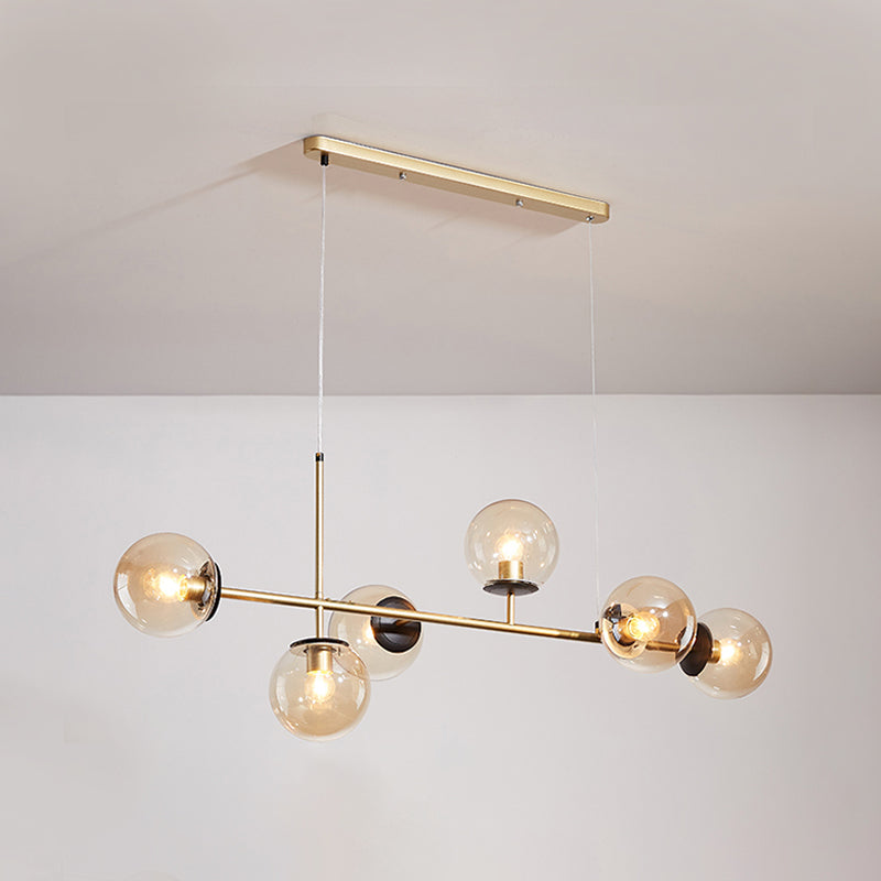 Estilo moderno de forma esférica luces de isla vidrio 6 iluminación de la isla ligera