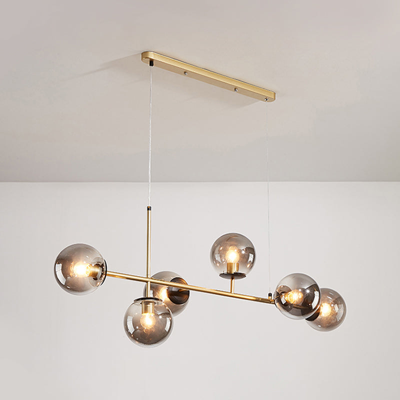 Estilo moderno de forma esférica luces de isla vidrio 6 iluminación de la isla ligera