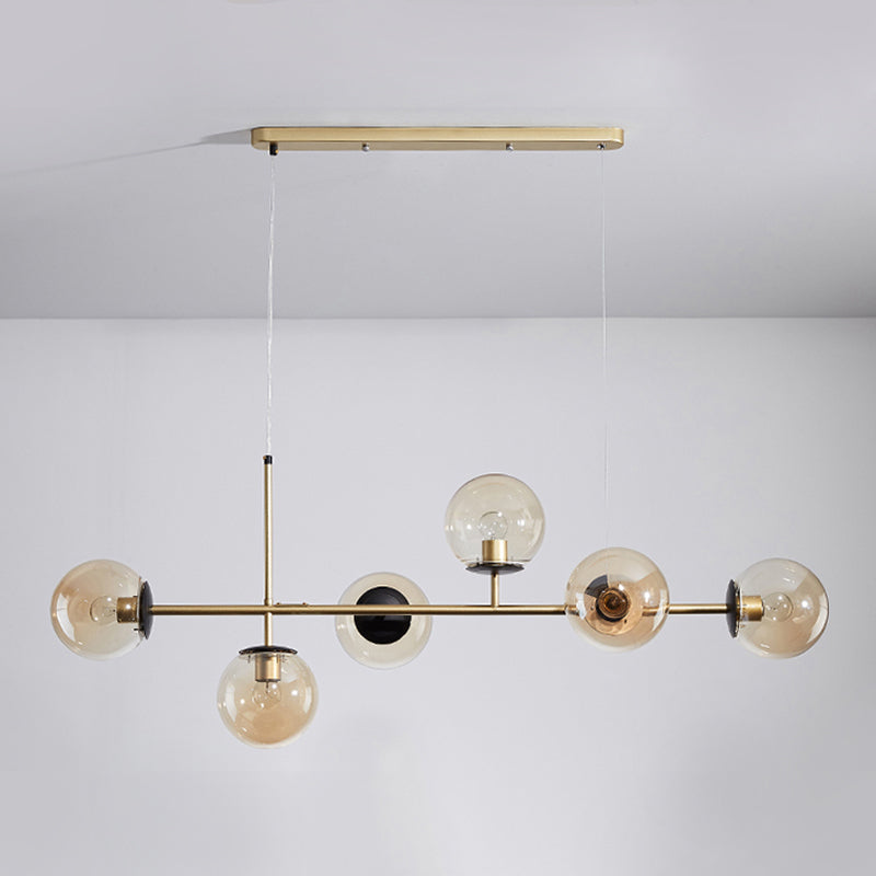 Estilo moderno de forma esférica luces de isla vidrio 6 iluminación de la isla ligera