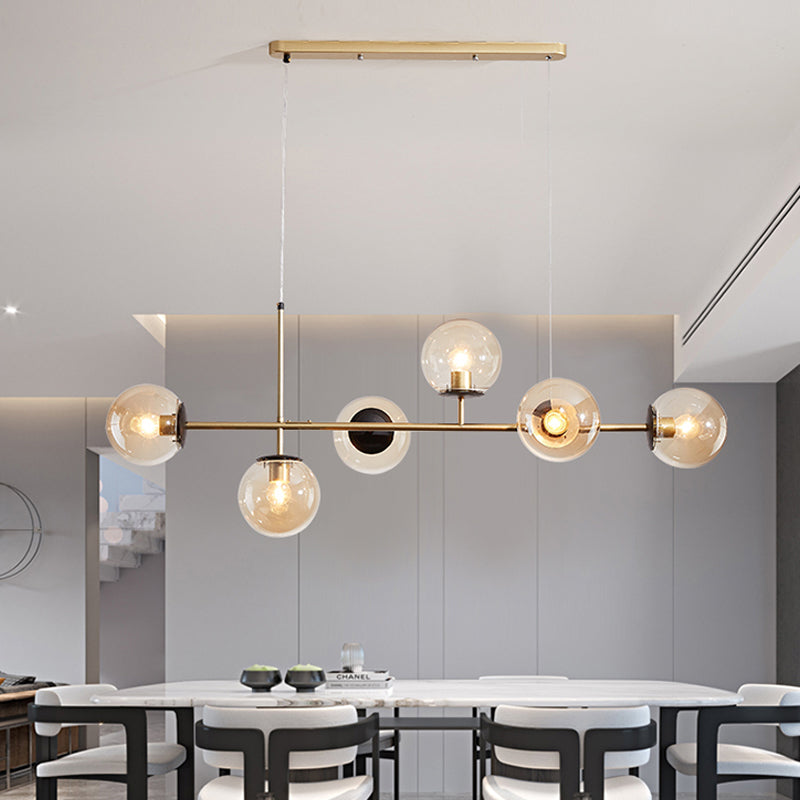 Estilo moderno de forma esférica luces de isla vidrio 6 iluminación de la isla ligera