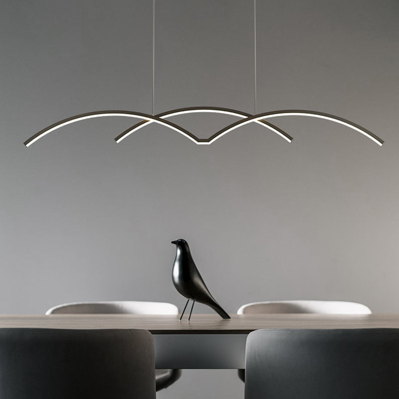 2 Light Linear Island Lights Contemporary Metal Island Pendants for Kitchen