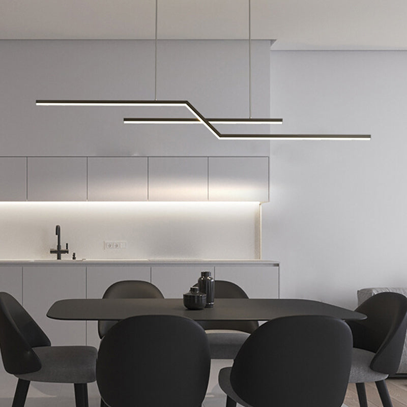 2 Light Linear Island Lights Contemporary Metal Island Pendants for Kitchen