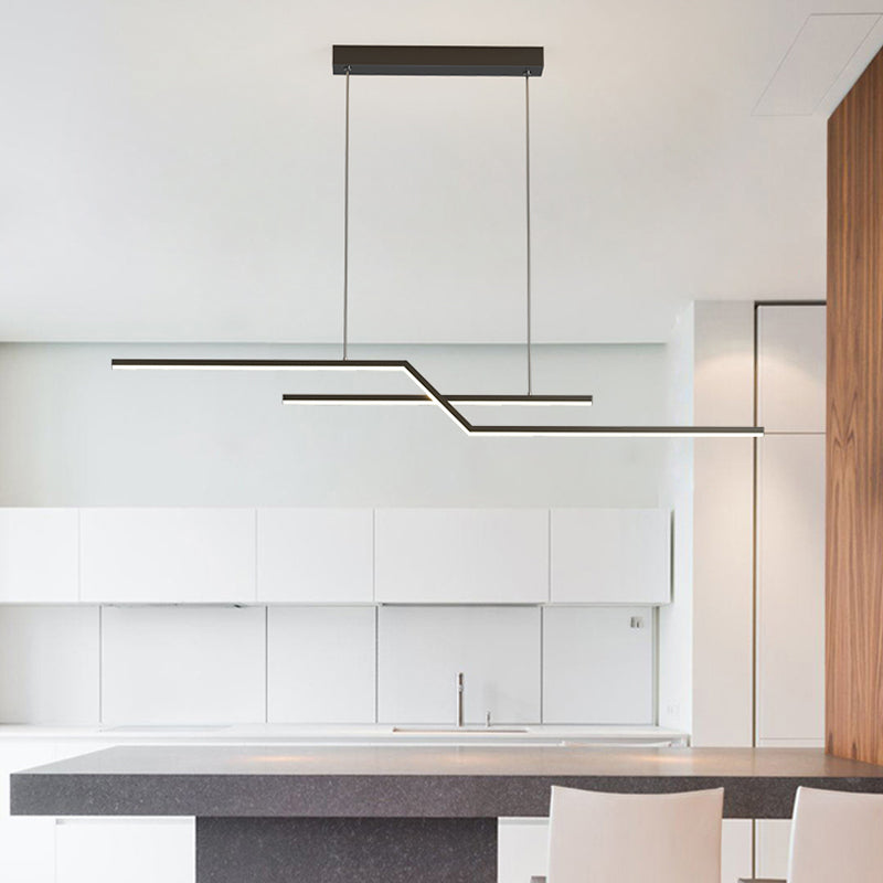 2 Light Linear Island Lights Contemporary Metal Island Pendants for Kitchen