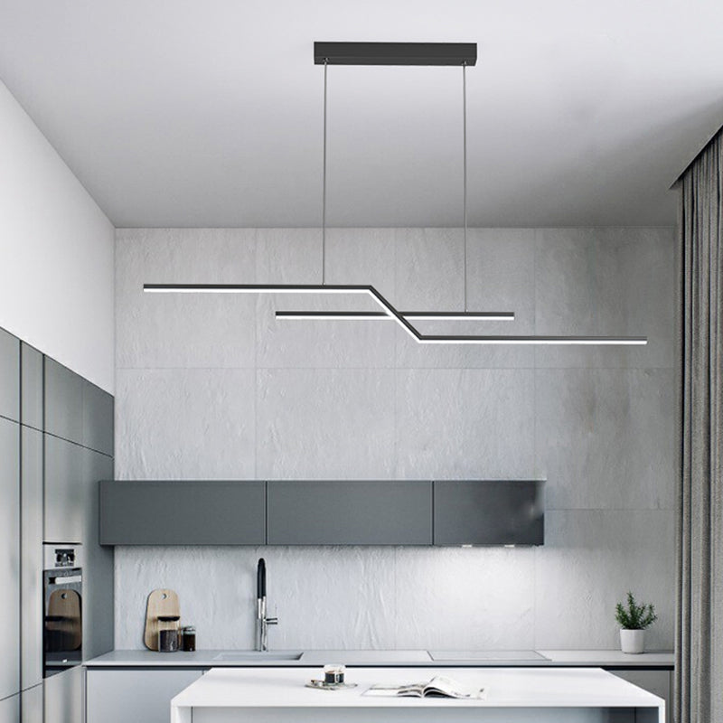 2 Light Linear Island Lights Contemporary Metal Island Pendants for Kitchen