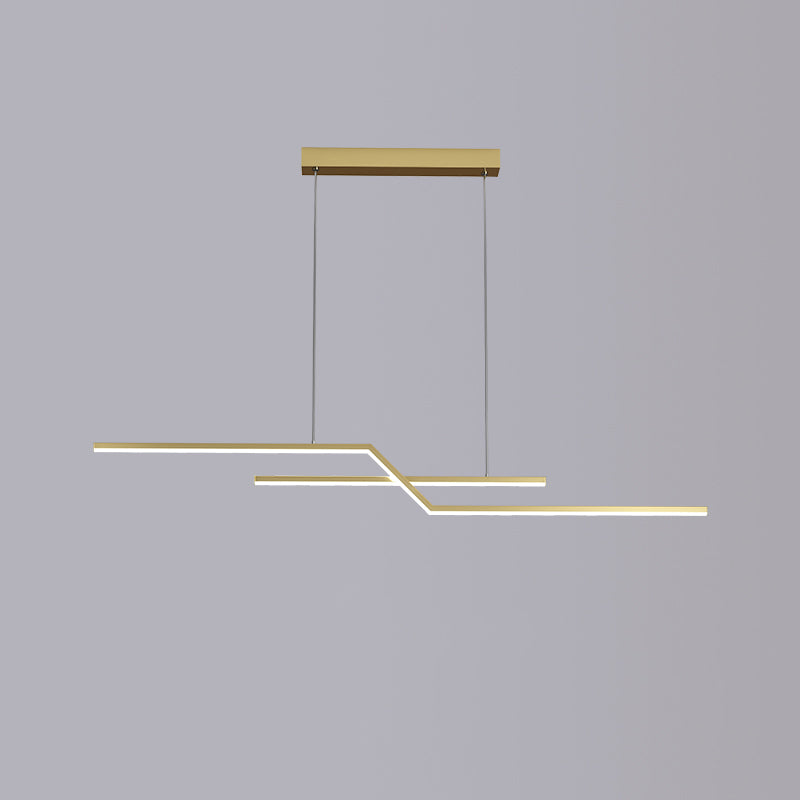 2 Light Linear Island Lights Contemporary Metal Island Pendants for Kitchen