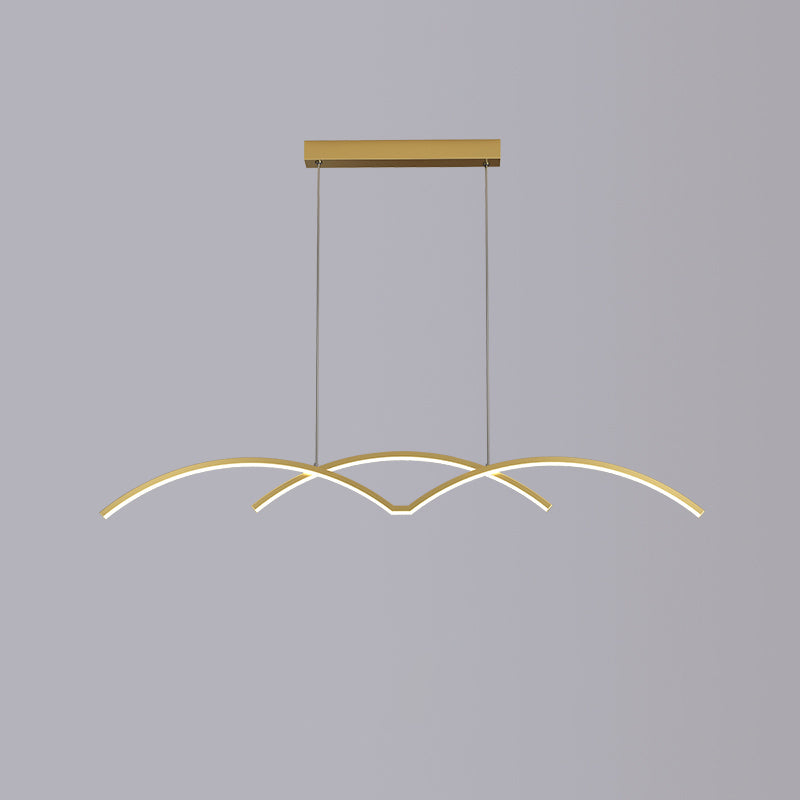 2 Light Linear Island Lights Contemporary Metal Island Pendants for Kitchen