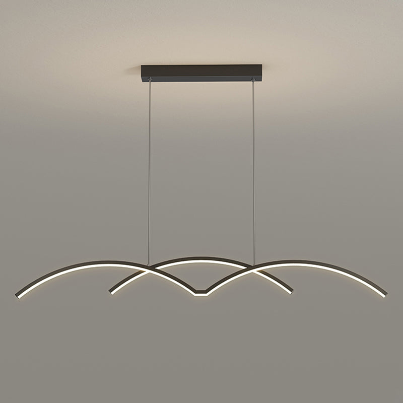 2 Light Linear Island Lights Contemporary Metal Island Pendants for Kitchen