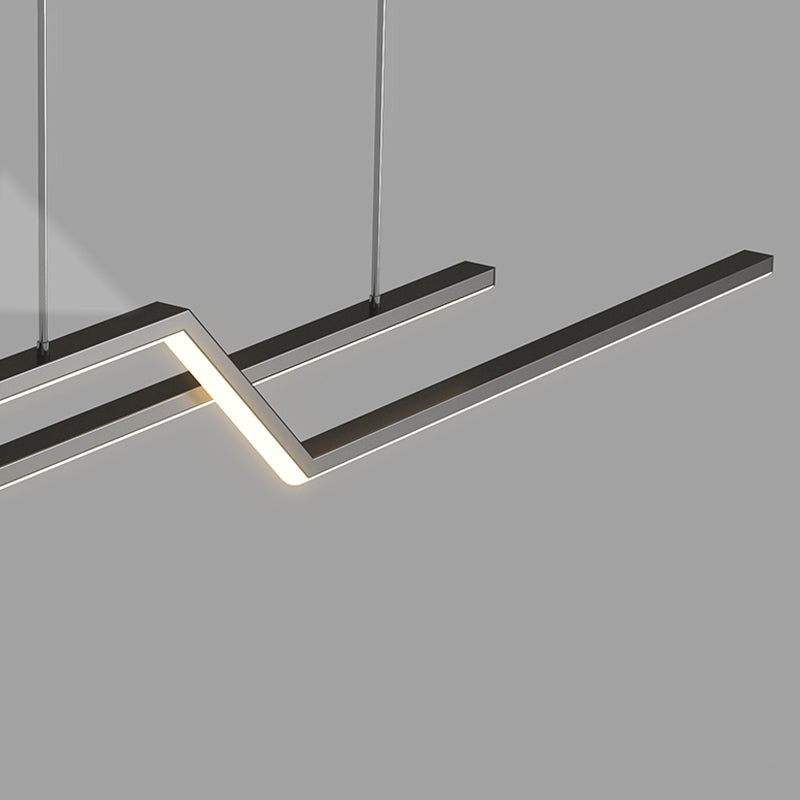 2 Light Linear Island Lights Contemporary Metal Island Pendants for Kitchen