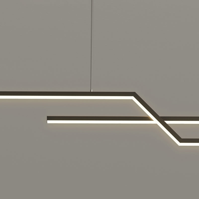 2 Light Linear Island Lights Contemporary Metal Island Pendants for Kitchen