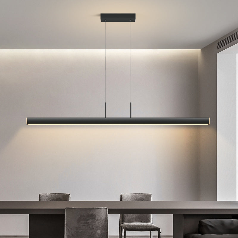 1 Light Linear Island Lights Contemporary Metal Island Pendants in Black