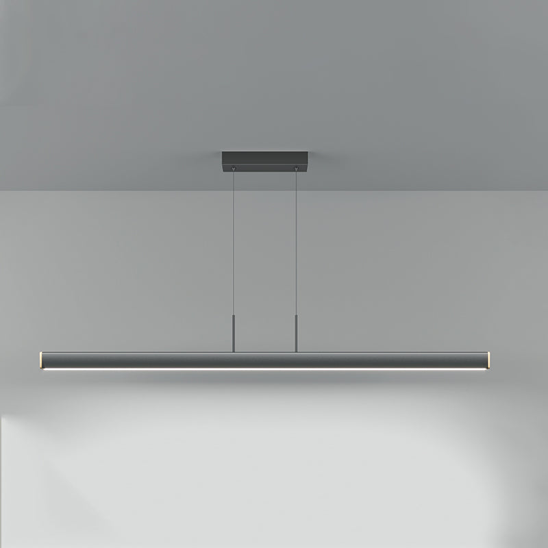 1 Light Linear Island Lights Contemporary Metal Island Pendants in Black