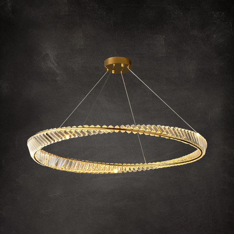 Modern Creative LED Pendant Light Crystal Circular Chandelier for Living Room