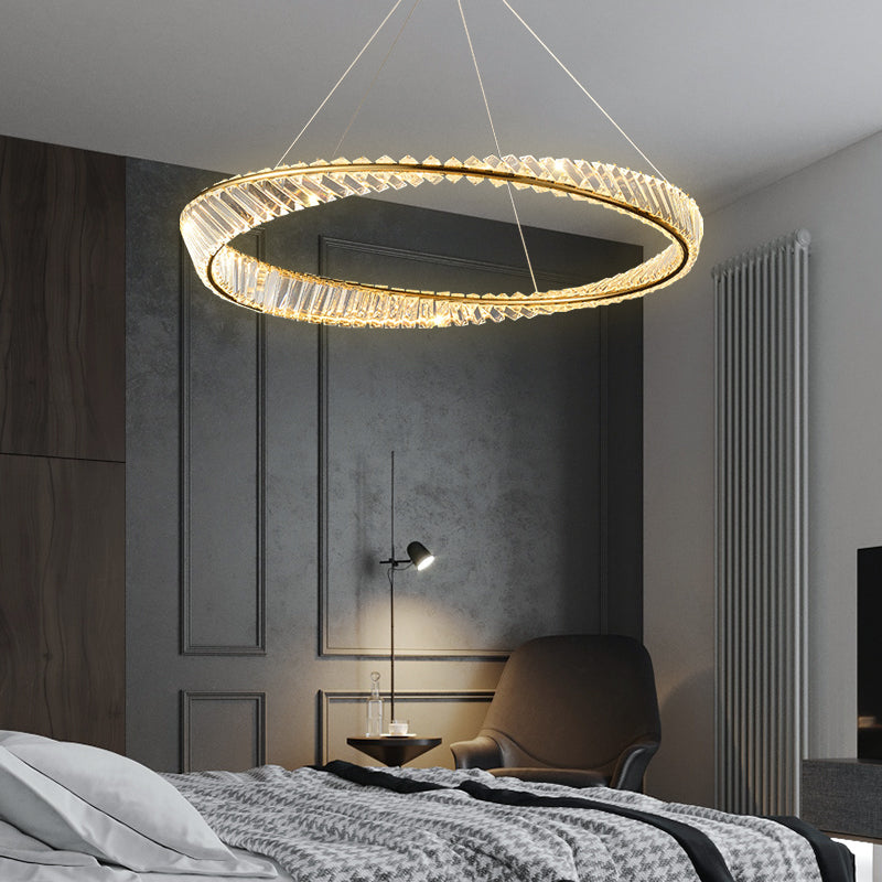 Modern Creative LED Pendant Light Crystal Circular Chandelier for Living Room