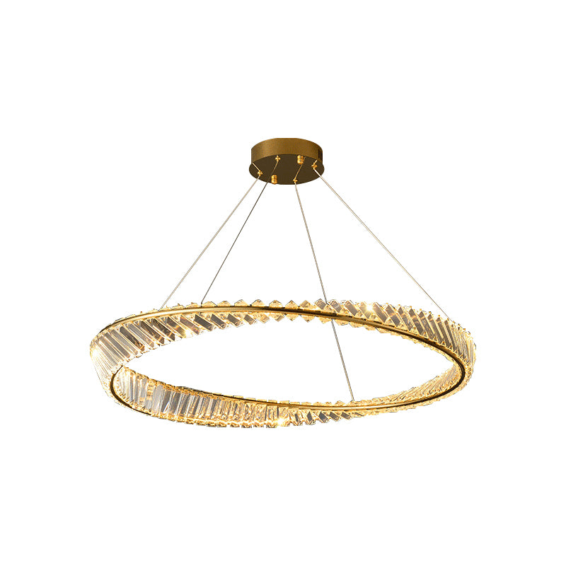 Modern Creative LED Pendant Light Crystal Circular Chandelier for Living Room