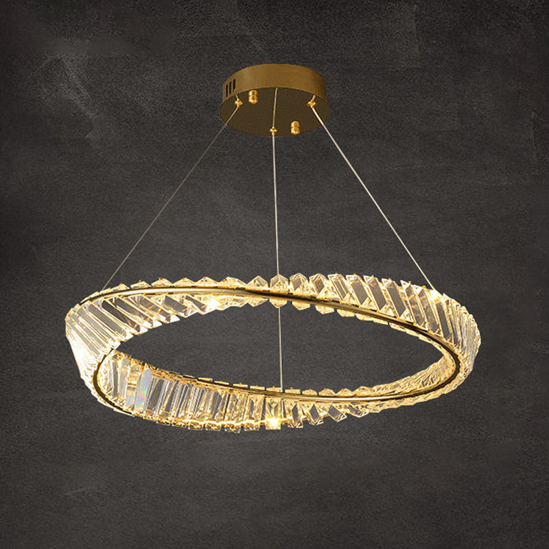 Modern Creative LED Pendant Light Crystal Circular Chandelier for Living Room