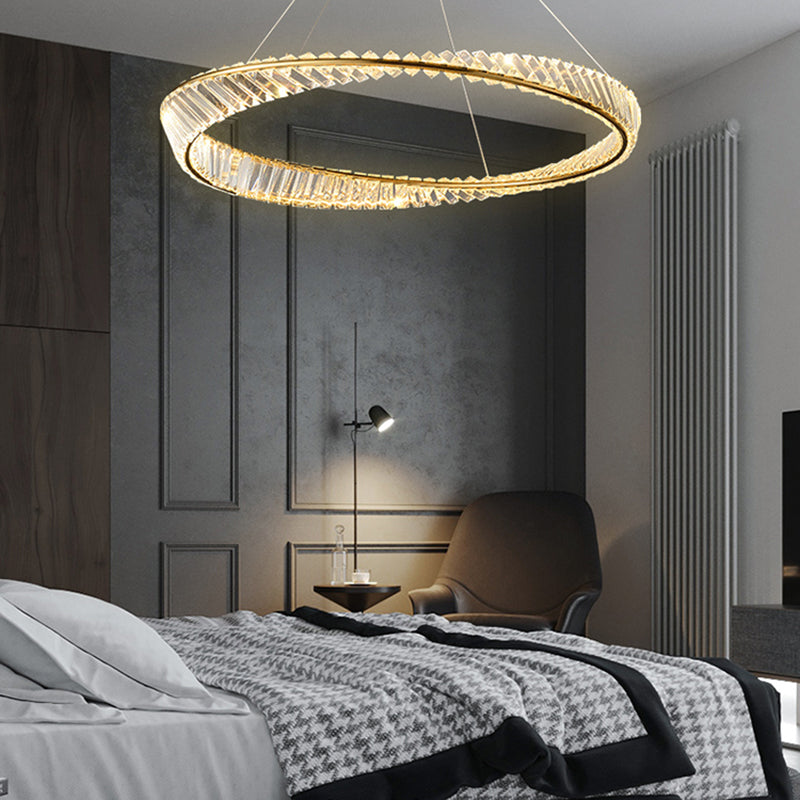 Modern Creative LED Pendant Light Crystal Circular Chandelier for Living Room
