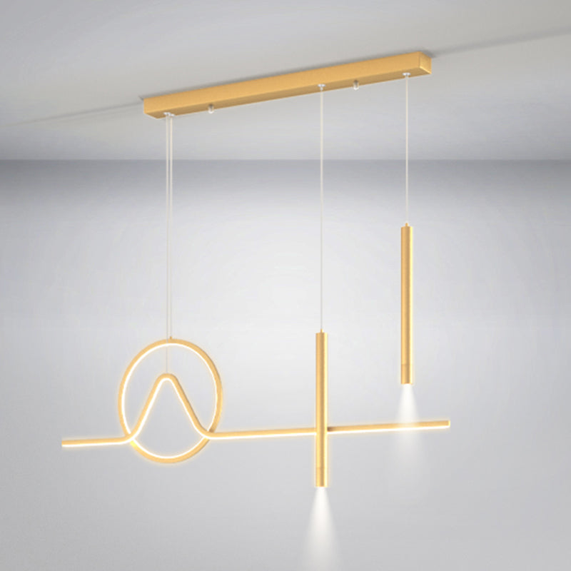 4 Licht geometrische Insellichter zeitgenössische Metal -Inselbeleuchtungsideen