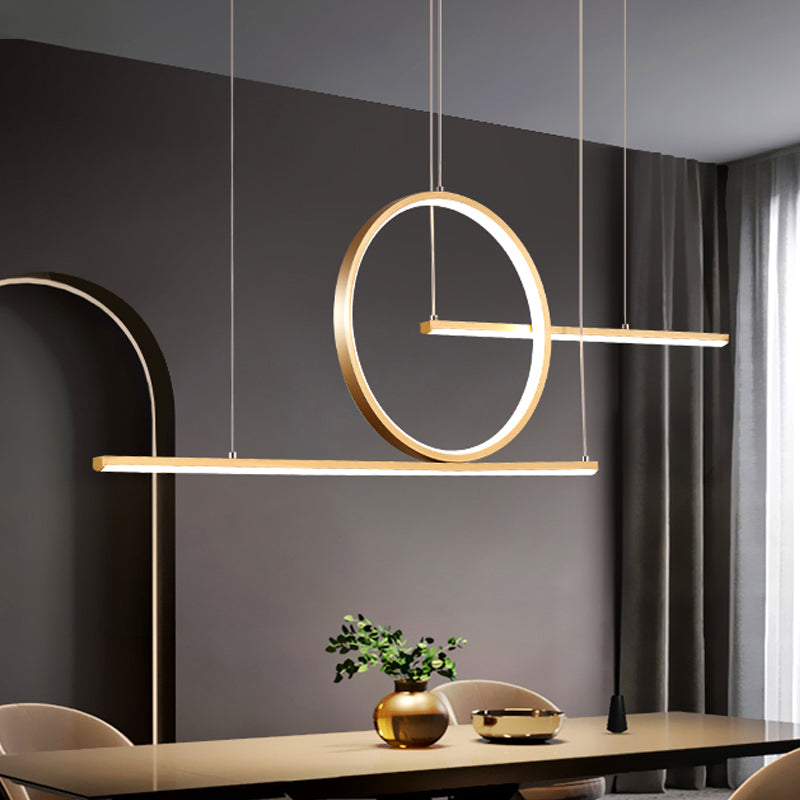 3 Light Linear Island Lights Contemporary Metal Island Light Fixture for Kitchen