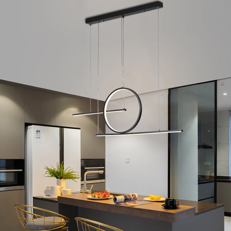 3 Light Linear Island Lights Contemporary Metal Island Light Fixture for Kitchen