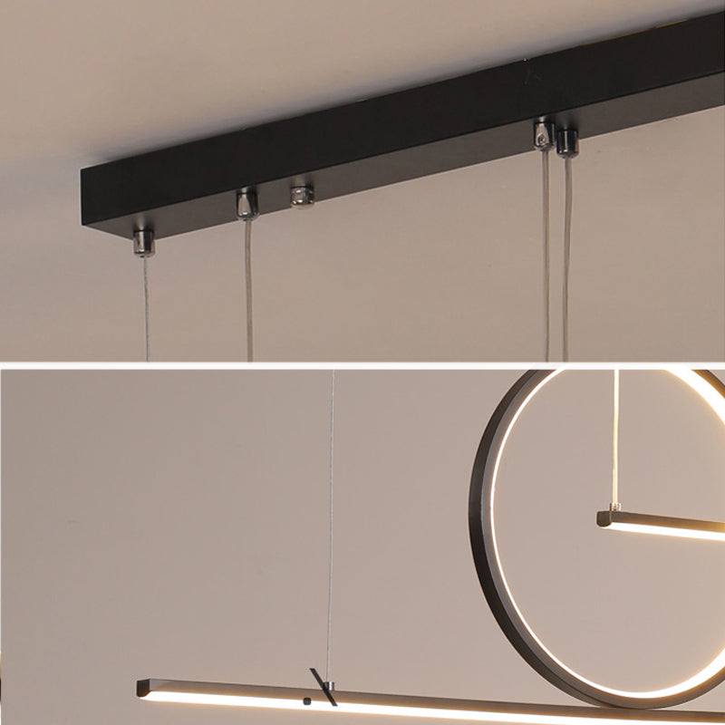 3 Light Linear Island Lights Contemporary Metal Island Light Fixture for Kitchen