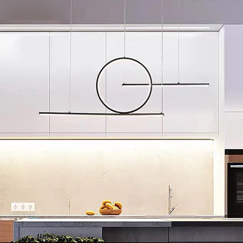 3 Light Linear Island Lights Contemporary Metal Island Light Fixture for Kitchen