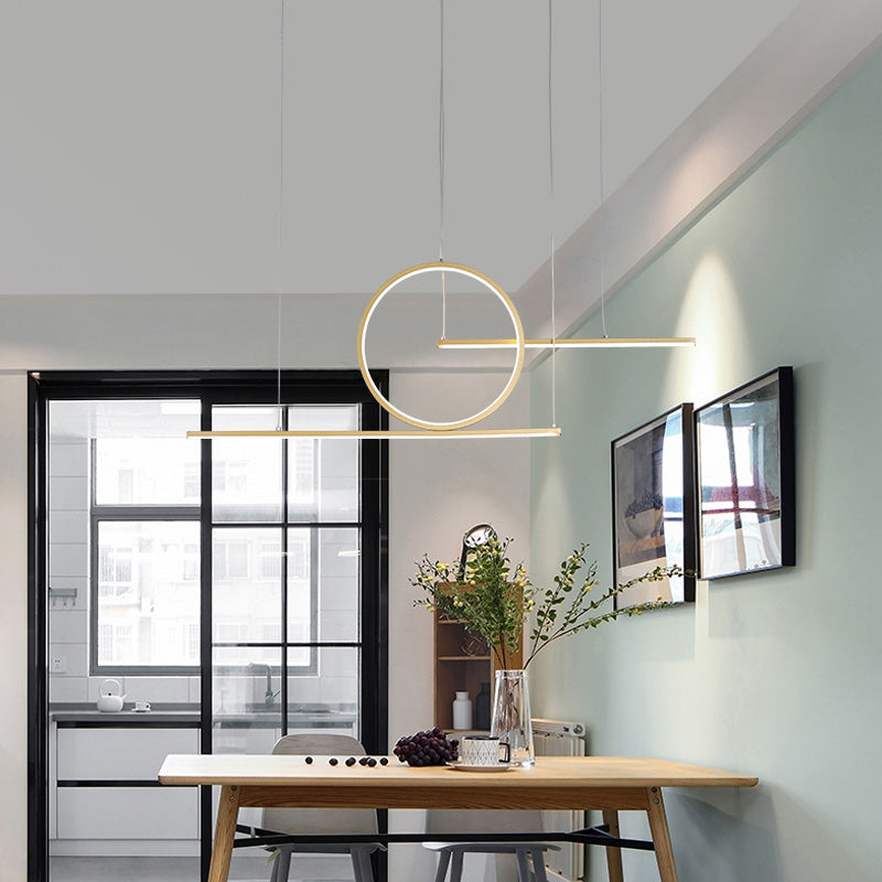 3 Light Linear Island Lights Contemporary Metal Island Light Fixture for Kitchen