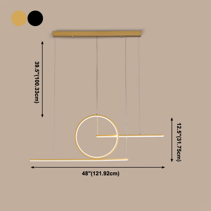 3 Light Linear Island Lights Contemporary Metal Island Light Fixture for Kitchen