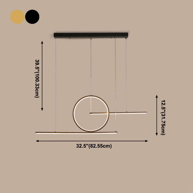 3 Light Linear Island Lights Contemporary Metal Island Light Fixture for Kitchen