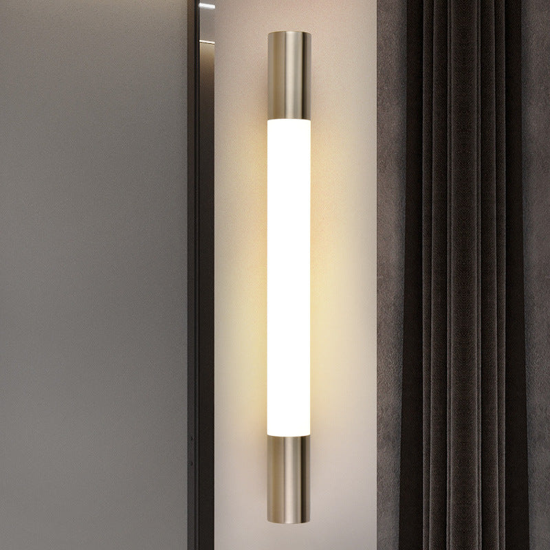 1 Light Metal Linear Wall Lighting Modern Style Mirror Wall Mount Light Fixture in Nickel