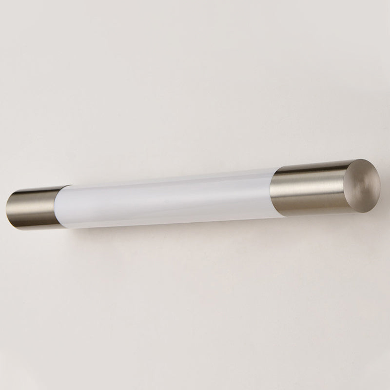 1 Light Metal Linear Wall Lighting Modern Style Mirror Wall Mount Light Fixture in Nickel