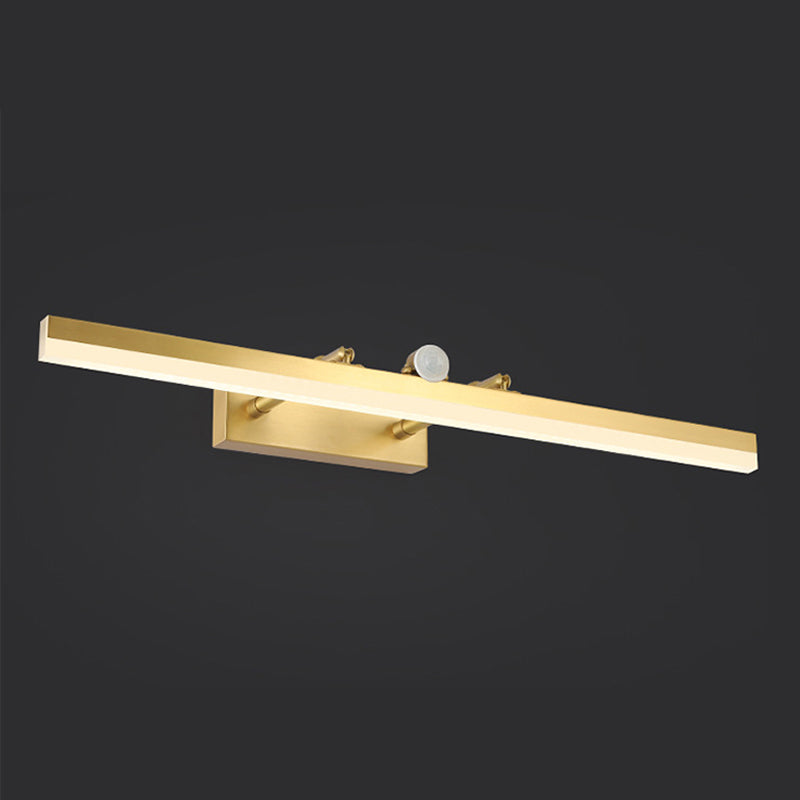 Metal Linear Shade Wall Lighting Modern 1 Light Mirror Wall Mount Light Fixture in Gold