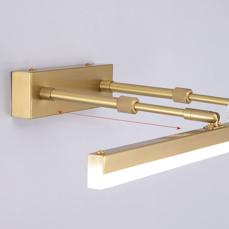 Metal Linear Shade Wall Lighting Modern 1 Light Mirror Wall Mount Light Fixture in Gold