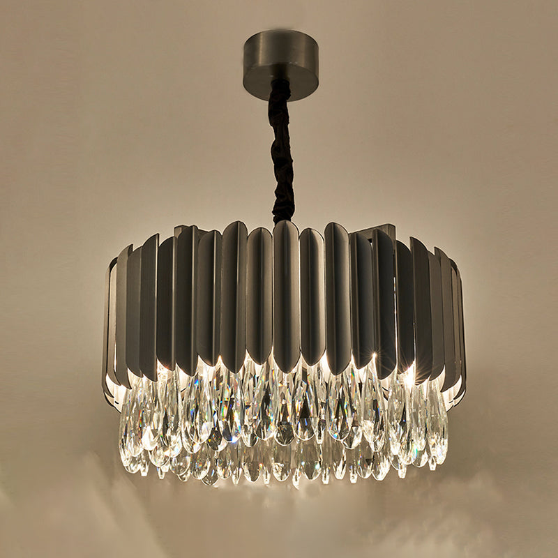 Contemporary Style Geometry Shape Chandelier Lights 9 Light Crystal Hanging Lights