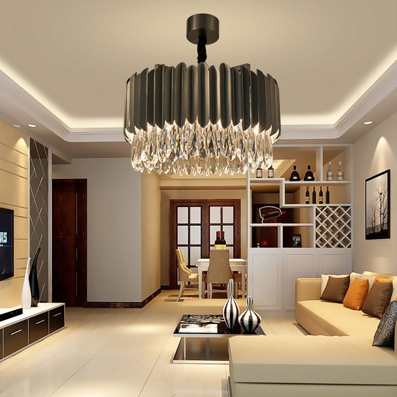Contemporary Style Geometry Shape Chandelier Lights 9 Light Crystal Hanging Lights