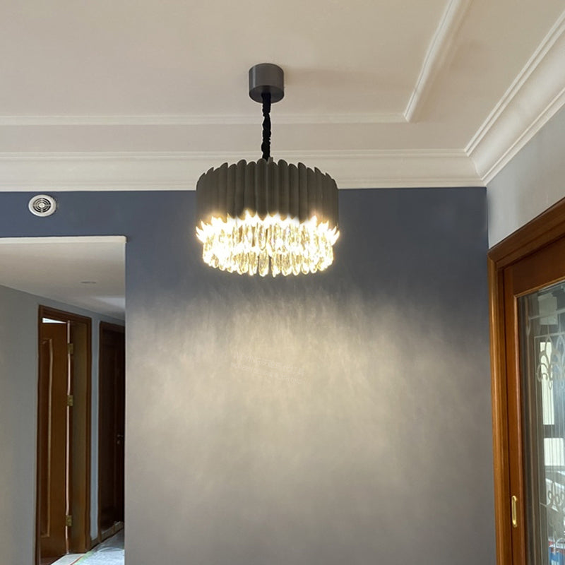 Contemporary Style Geometry Shape Chandelier Lights 9 Light Crystal Hanging Lights