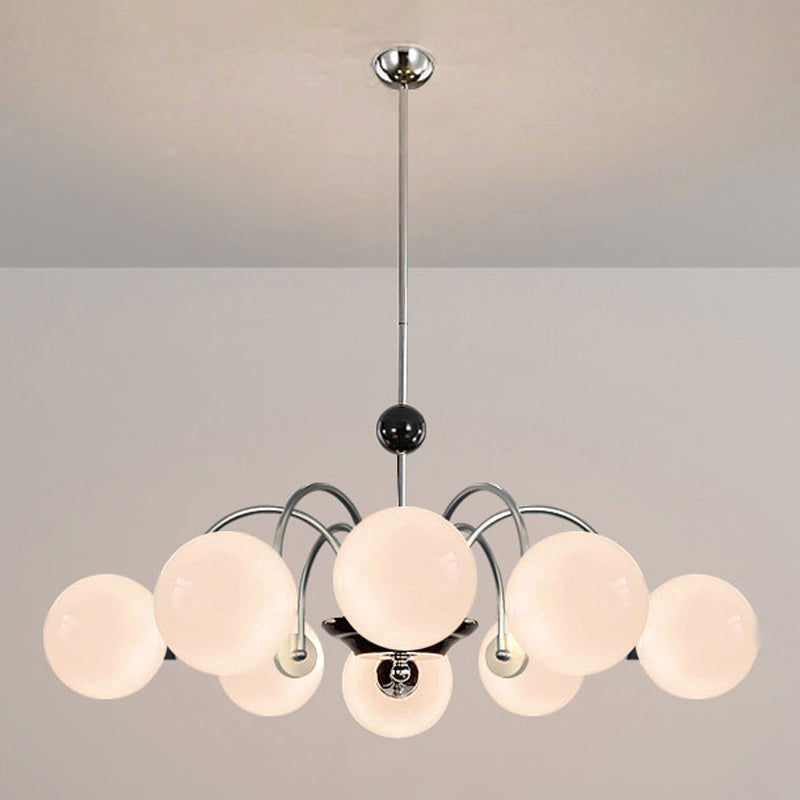 Contemporary Style Spherical Shape Chandelier Lights Glass Chandelier Lighting in Silver