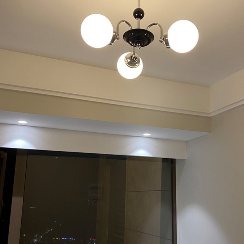 Contemporary Style Spherical Shape Chandelier Lights Glass Chandelier Lighting in Silver