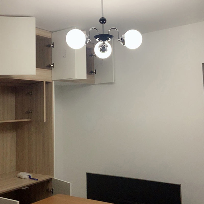 Contemporary Style Spherical Shape Chandelier Lights Glass Chandelier Lighting in Silver