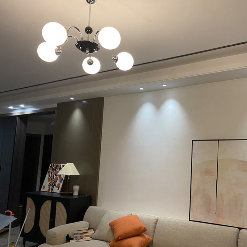 Contemporary Style Spherical Shape Chandelier Lights Glass Chandelier Lighting in Silver