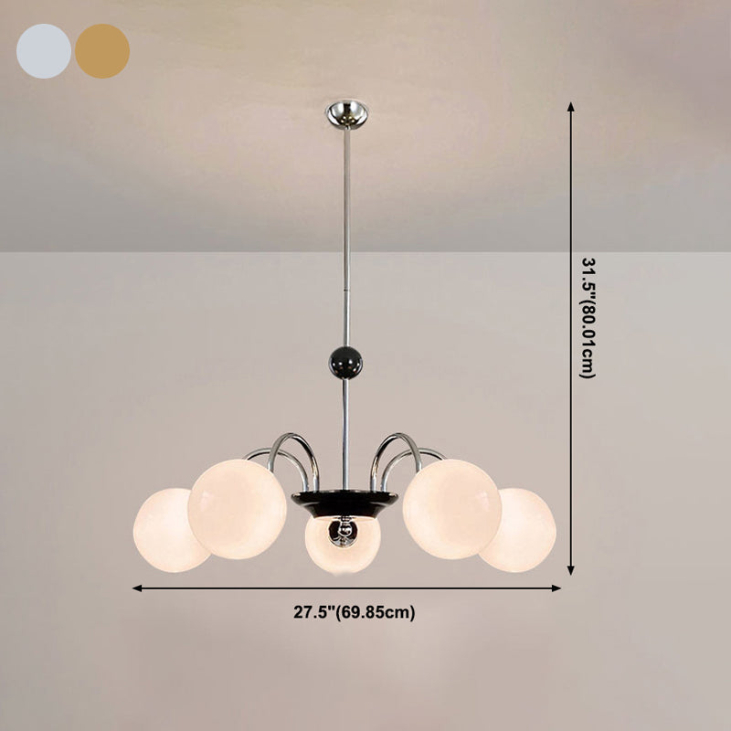 Contemporary Style Spherical Shape Chandelier Lights Glass Chandelier Lighting in Silver