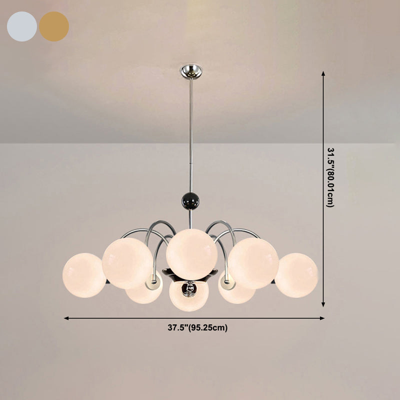 Contemporary Style Spherical Shape Chandelier Lights Glass Chandelier Lighting in Silver