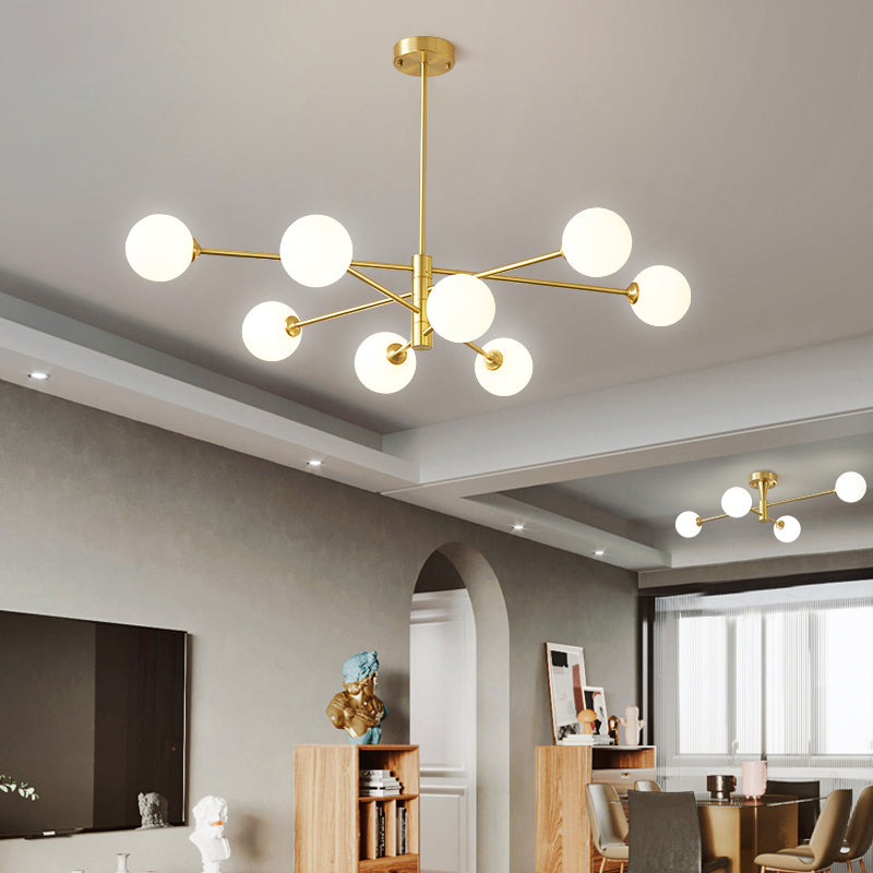 Contemporary Style Spherical Shape Chandelier Lights Glass 8 Light Chandelier Lighting