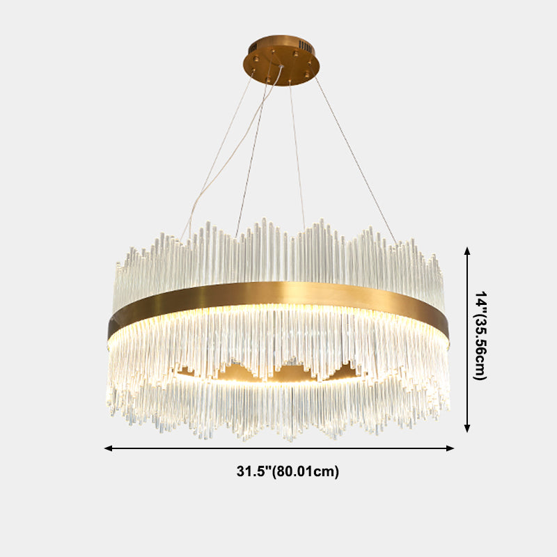 Modern Concise LED Pendant Light Glass Circular Chandelier for Living Room