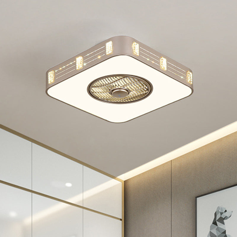 LED Semi Flush Monted Lighting Eenvoudig slaapkamer hanger ventilatorlamp met vierkante acrylschaduw in goud, 19,5 "/23.5" W