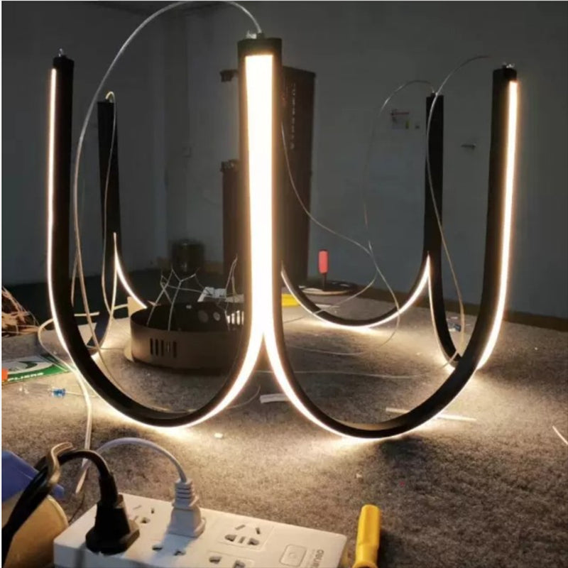 Modern Creative LED Hanging Light Acrylic Linear Chandelier for Dining Room