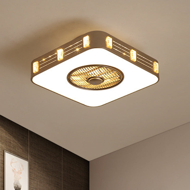 LED Semi Flush Monted Lighting Eenvoudig slaapkamer hanger ventilatorlamp met vierkante acrylschaduw in goud, 19,5 "/23.5" W