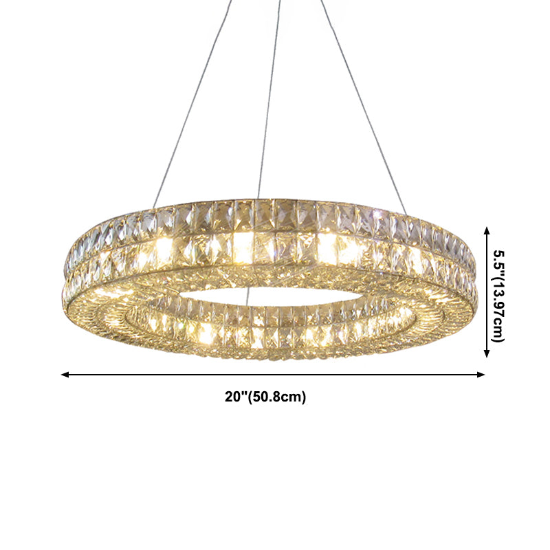Lampadario circolare di cristalli leggeri di lusso moderno per soggiorno per soggiorno